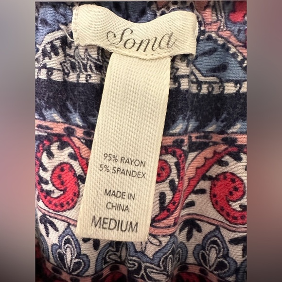 Soma Paisley Asymmetrical Maxi Dress Womens High Neck Sleeveless Jersey Knit - Picture 7 of 8